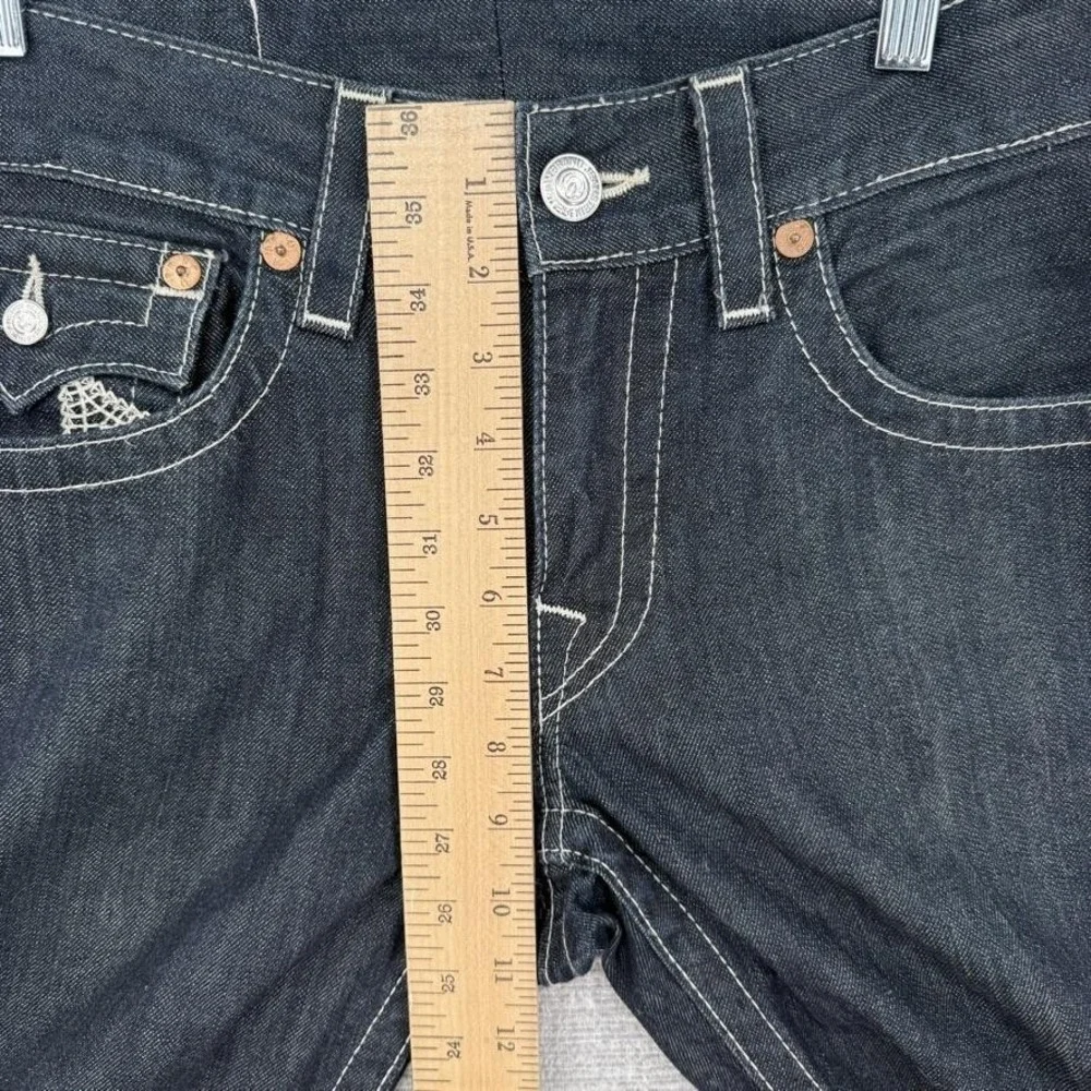 True Religion Straight Jeans Mens 32 Dark Wash Big T Stitching Denim Vintage Y2K